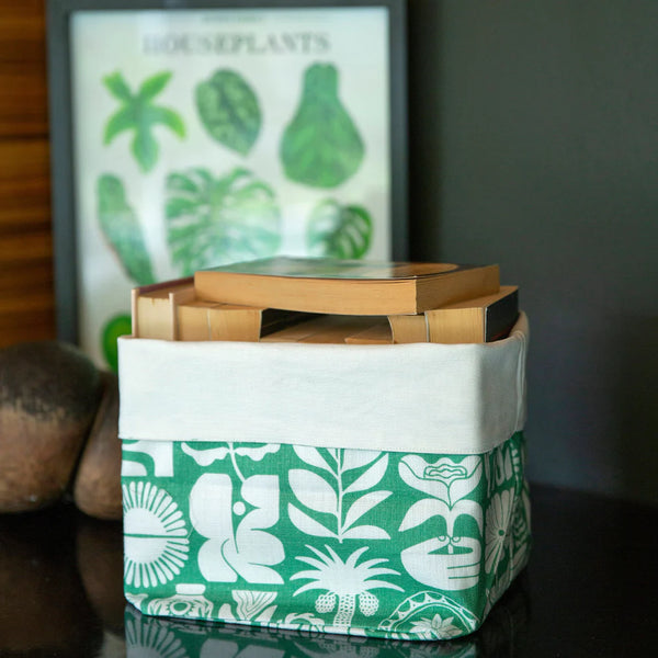 Fabric Pots (Small) / Africa Roots (White on Green)