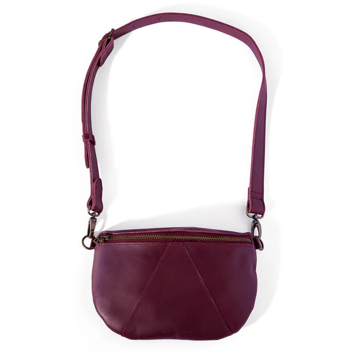 Ruby Classic leather adjustable moon-bag crossbody - Merlot