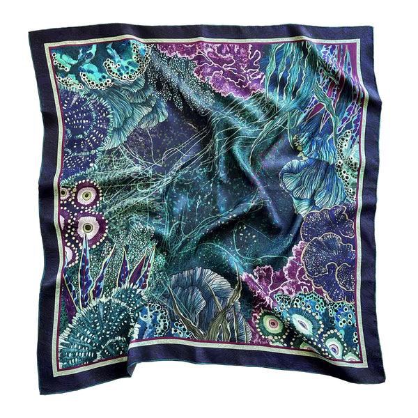 Wanderland Oceanum Azure Silk Twill Scarf