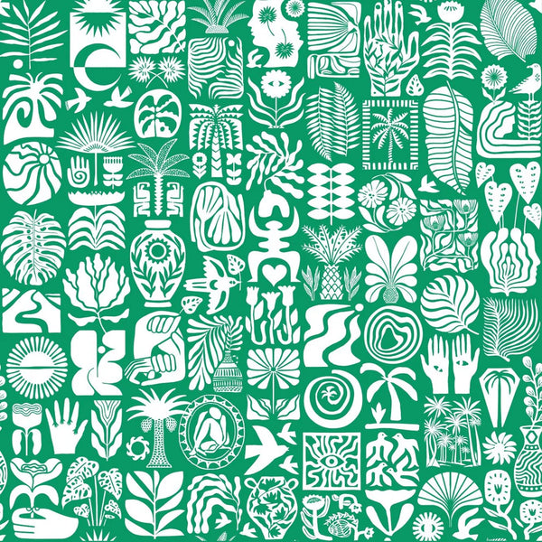 Bowl Covers (Gift Set) / Africa Roots (White on Green)