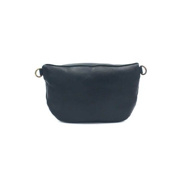 Ruby Classic leather adjustable moon-bag crossbody - Black