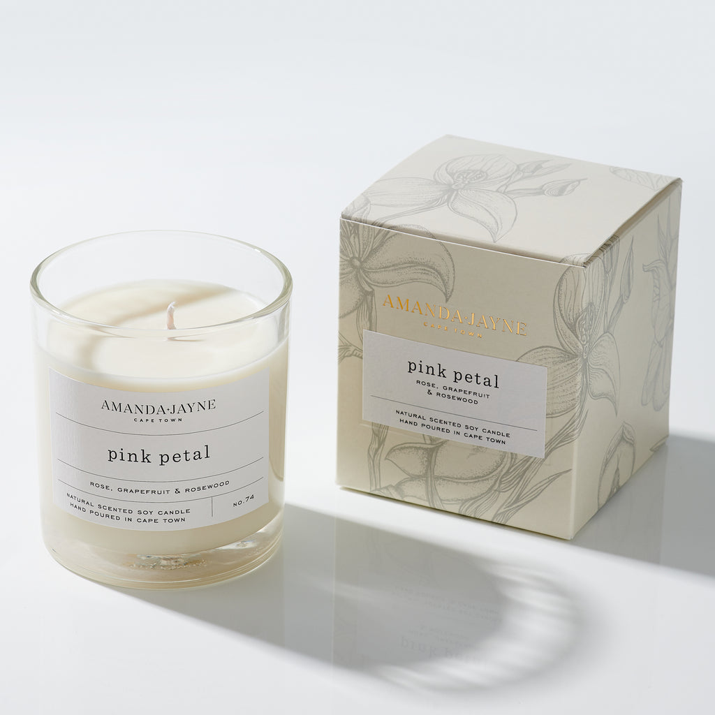 Amanda Jayne Pink Petal Glass Candle