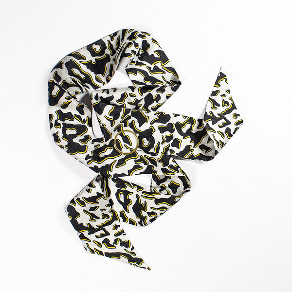 Wanderland Zhi Zulu Leopard Ebony Ivory Silk Twilly