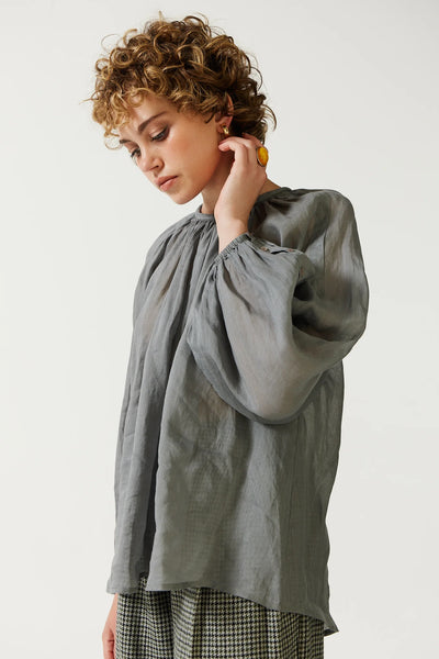 Ren Billow Sleeve Blouse in Gravel