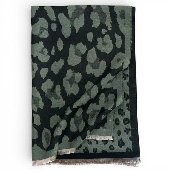 Wild Plain Cheetah scarf in Olive