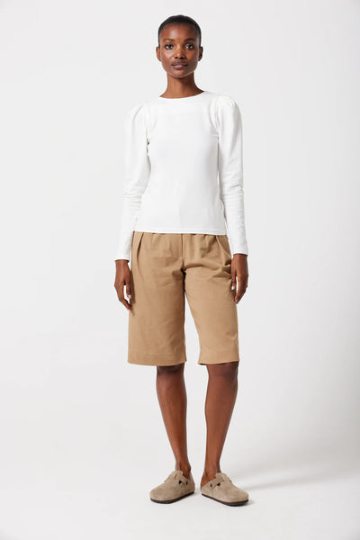 Lexi Pleat Sleeve Top in Panacotta
