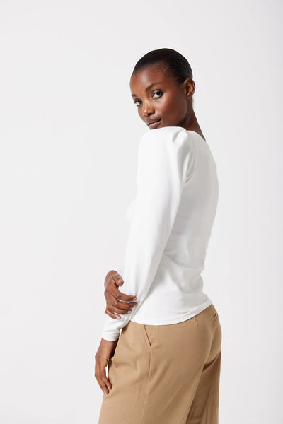 Lexi Pleat Sleeve Top in Panacotta