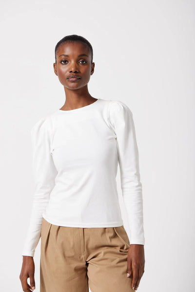 Lexi Pleat Sleeve Top in Panacotta