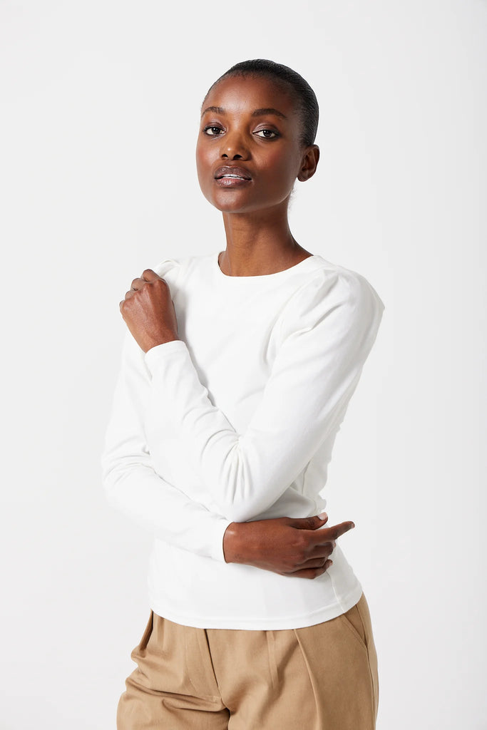 Lexi Pleat Sleeve Top in Panacotta