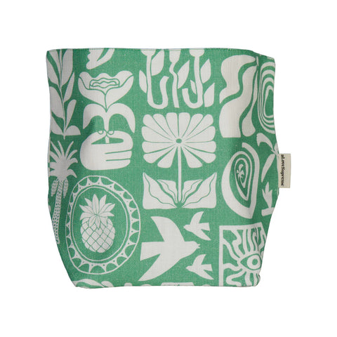 Fabric Pots (Small) / Africa Roots (White on Green)