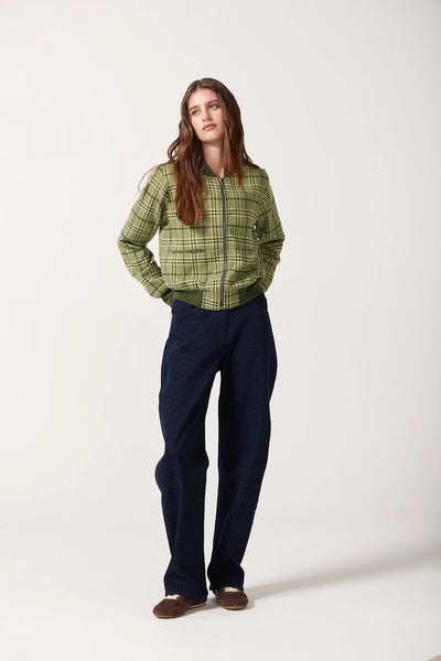 Banks Check Wool Bomber - Cypress Green