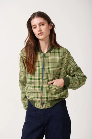 Banks Check Wool Bomber - Cypress Green