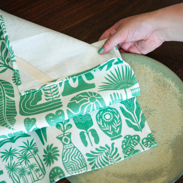 Tea Towels / Africa Roots (Green on White)