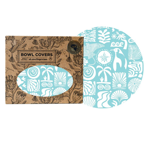 Bowl Covers (Gift Set) / Africa Deep (White on Light Blue)