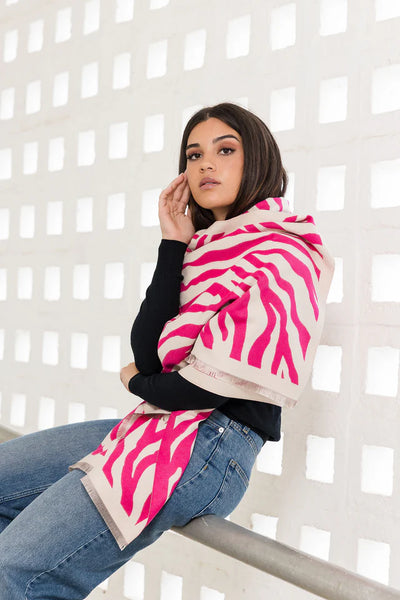 Zebra Wrap | Pink/Creme