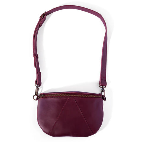 Ruby Classic leather adjustable moon-bag crossbody - Merlot