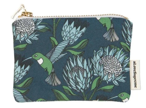 Coin Purses / Protea (Blue On Gunmetal)