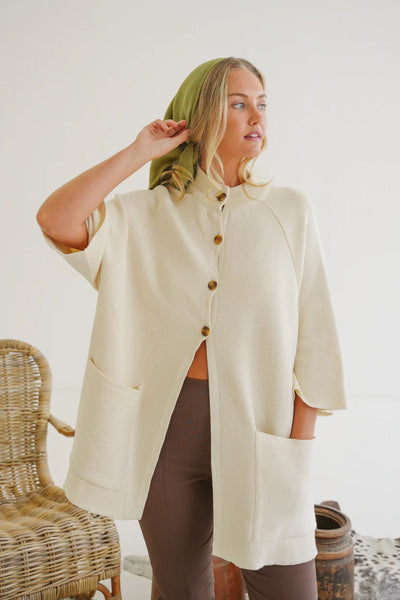 Sam Cotton Knit Jacket - Ecru