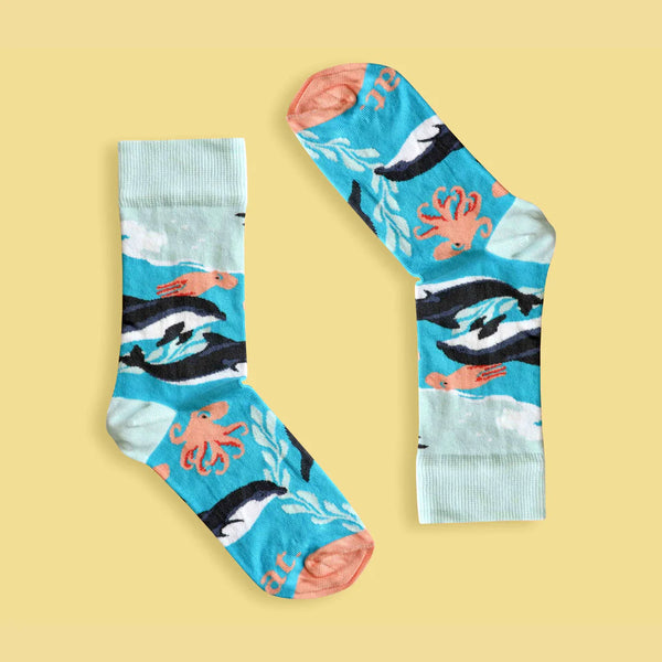 Men’s Dolphin Party socks | Designer Sea life themed products