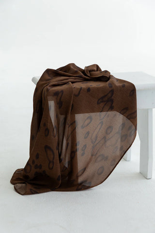 Chiffon Neck Scarf in Brown Animal