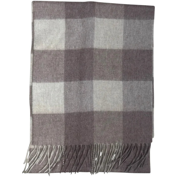 Wool Men's & Women's Scarf - Taupe Plaid