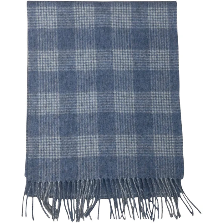 Wool Men's & Women Scarf - Ice Blue Glen Check