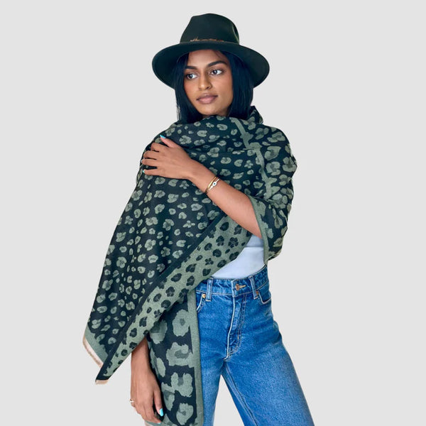 Wild Plain Cheetah scarf in Olive
