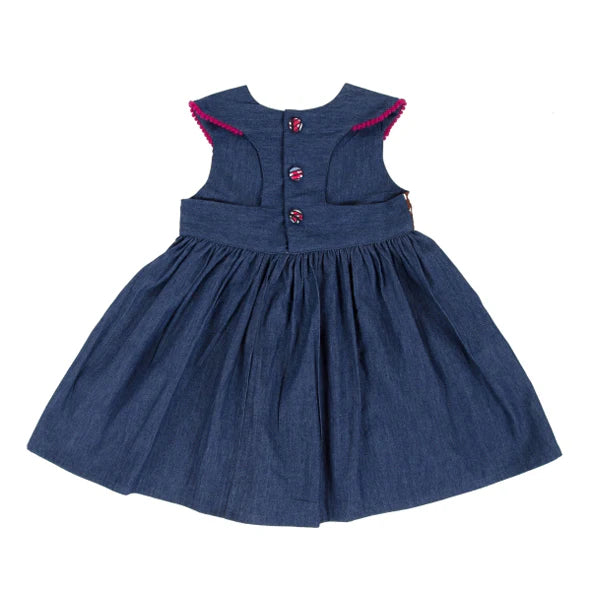 Myang Dress / Girls Denim and Blue Wax Cloth