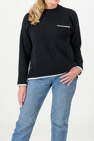 Just Cruizin Jesse Cotton Roundneck Knit - Black/Linen