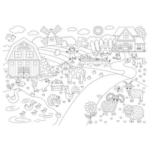 Paper Placemats - Kids Colouring Farm Village