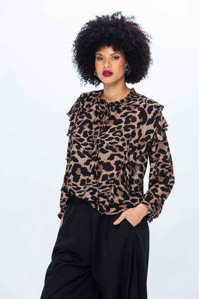 Bardot Winter Shirt - Brown Animal