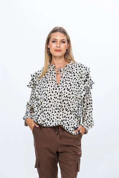 Bardot Winter Shirt - Creme & Black