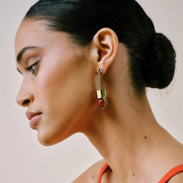 Attina earrings in Khaki & Carnelian