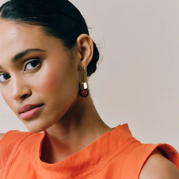 Attina earrings in Khaki & Carnelian
