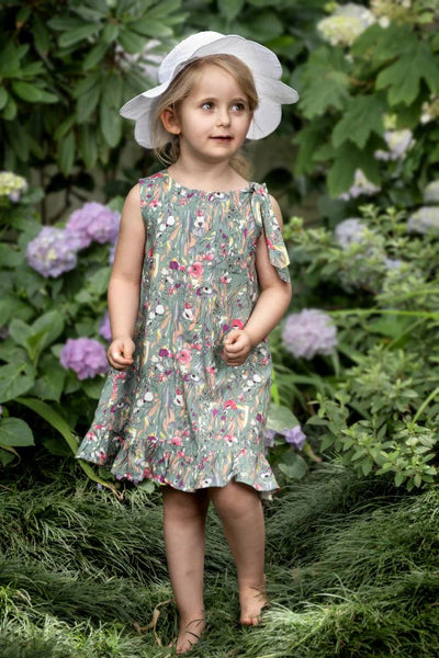 Myang Dress / Girls Mint Flower Flounce