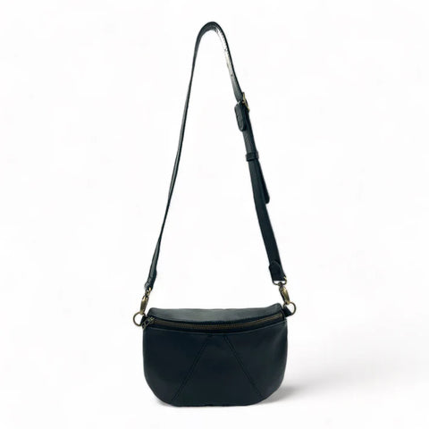 Ruby Classic leather adjustable moon-bag crossbody - Black