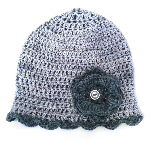 Myang Winter Beanies / Girls - Grey with Flower