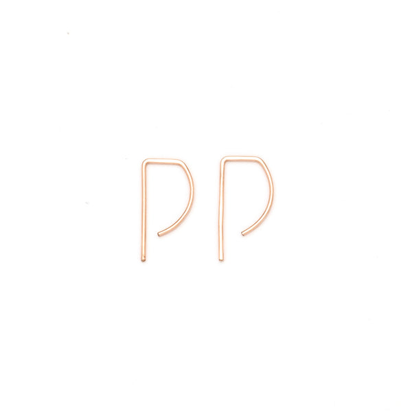 P Small Earrings - silver, gold and rose gold