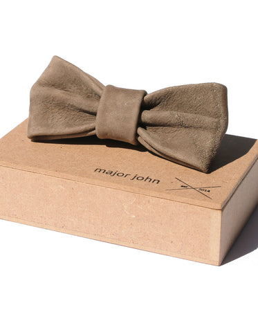 Major John Grey-Brown Genuine Leather Bow Ties