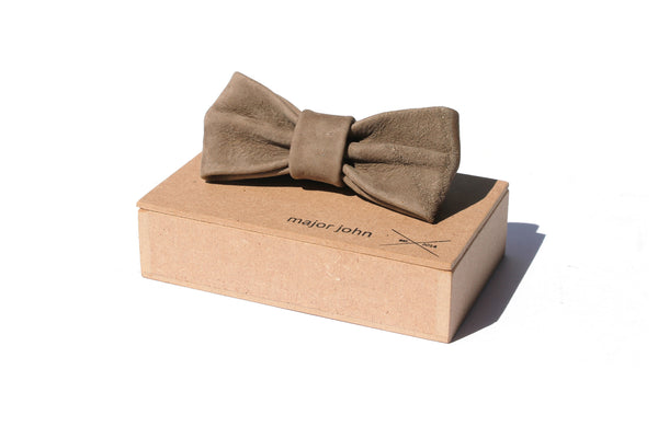 Major John Grey-Brown Genuine Leather Bow Ties