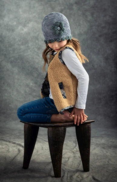 Myang Waistcoat - Unisex / Tan Fur with tan tartan