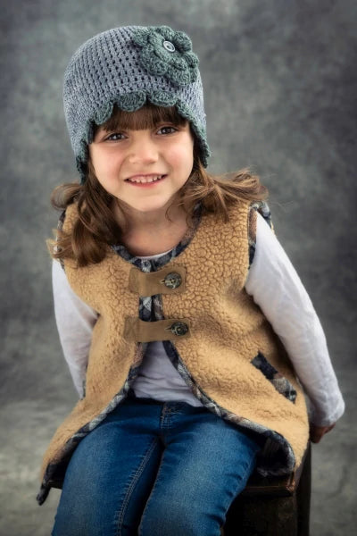 Myang Waistcoat - Unisex / Charcoal Fur with grey tartan